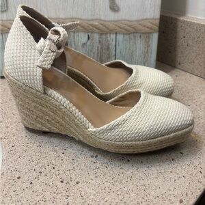 Women's Cream Wedge Espadrilles Size 7.5